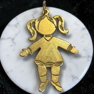 Vintage 14K Yellow Gold GIRL DAUGHTER Child Children Charm Pendant!